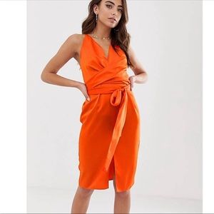 ASOS Satin Wrap Waist MIDI Dress